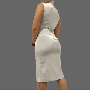 Exte by Antonio Berardi Silver Silk MIDi dress